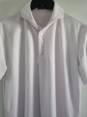 G/FORE Men's Pale Pink Striped Polo